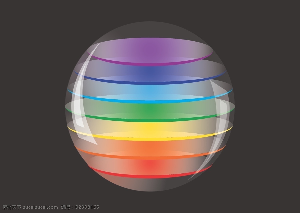 七色球 矢量图 透明效果 不同 颜色 搭配 不一样的效果