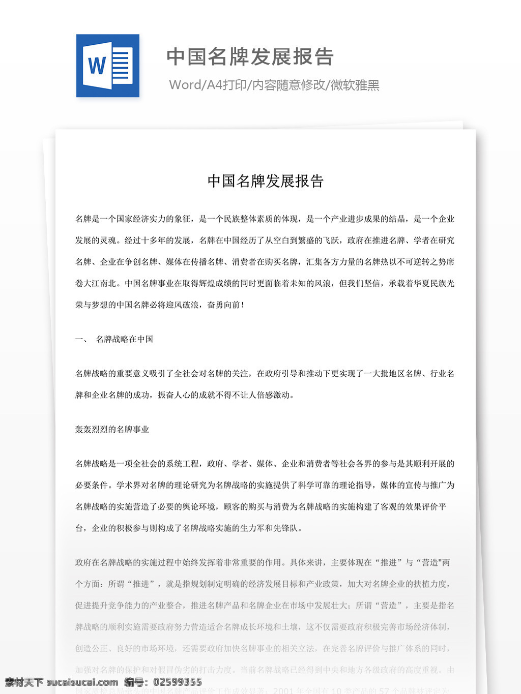 中国 名牌 发展报告 文档 world 文档模板 广告 文案 策划 广告策划 报告 中国名牌 名牌报告