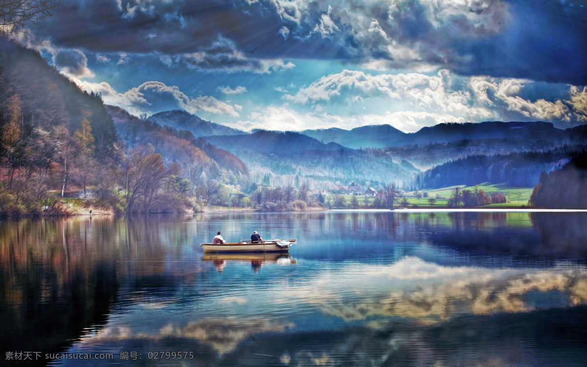 超美湖光山色 瑞士 湖光山色 五彩 美景 黑色