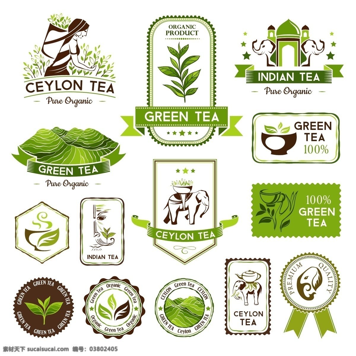 泰国绿茶标签 泰国主题 泰国 绿茶标签 绿茶 标签 茶标签 标贴 茶商标 茶logo 茶山 茶园