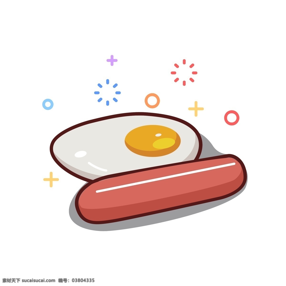 鸡蛋 火腿 原创 插画 早餐 营养 小吃