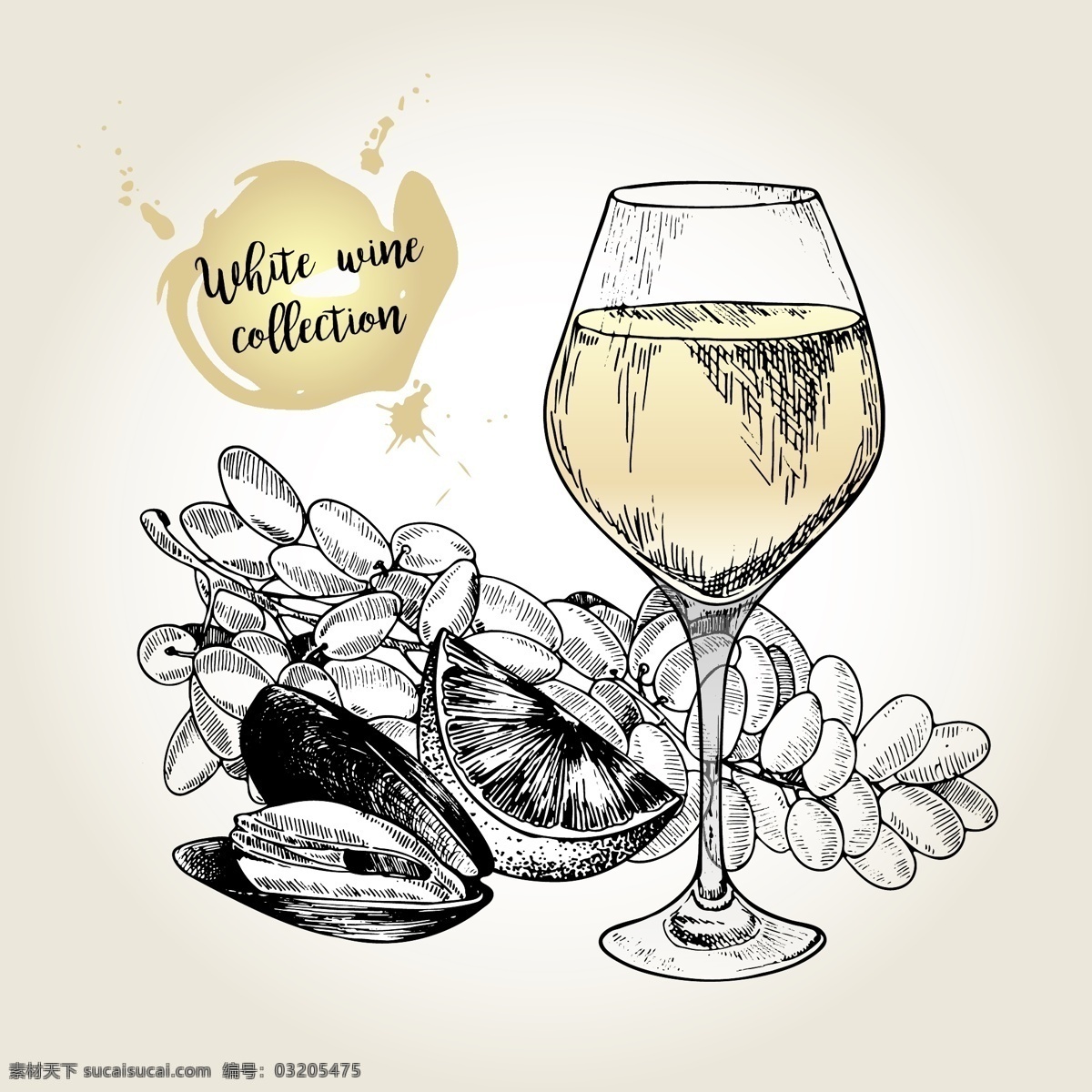 酒吧矢量素材 手绘 插画 酒杯 葡萄 水果 洋酒 酒吧海报 水果海报