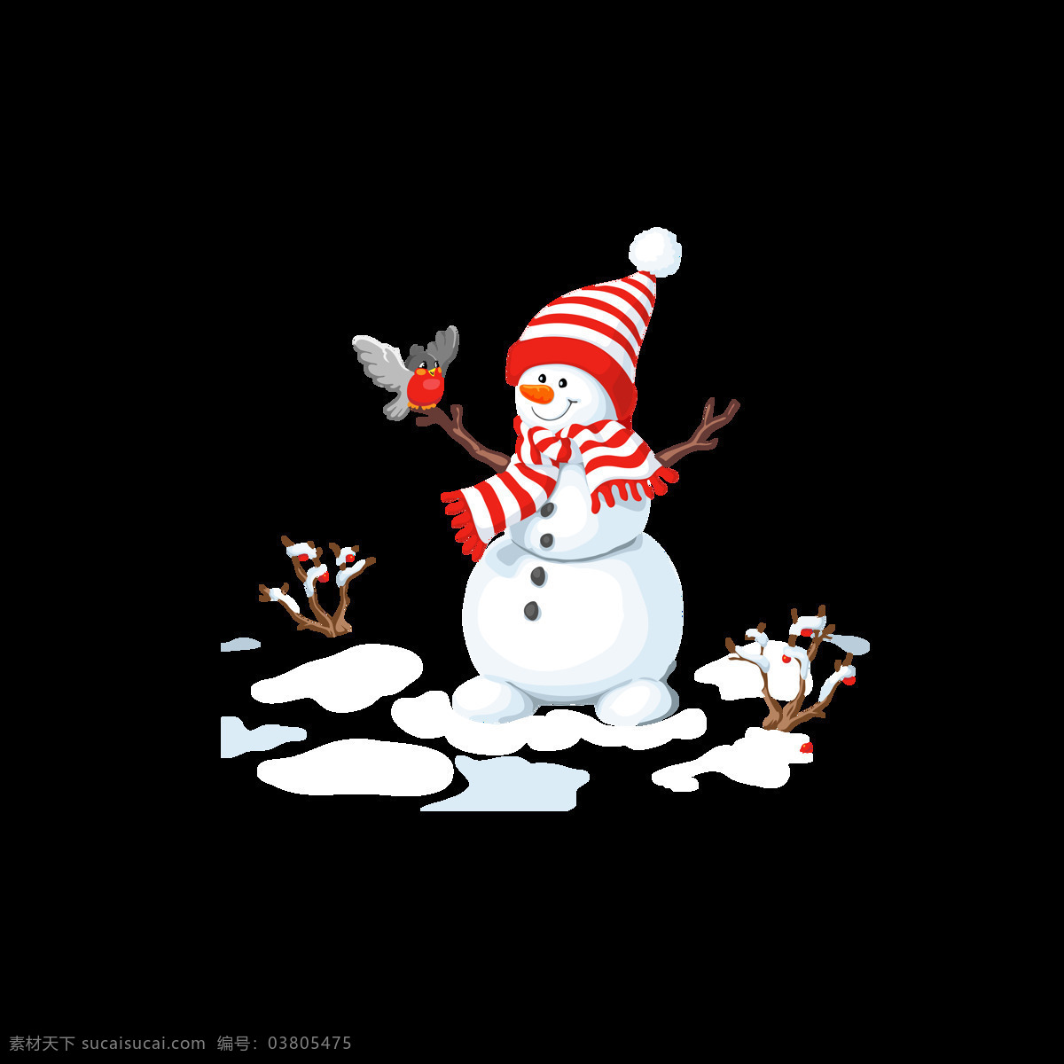 冬季雪人素材 红色 雪人 围巾 帽子 冬季 喜庆