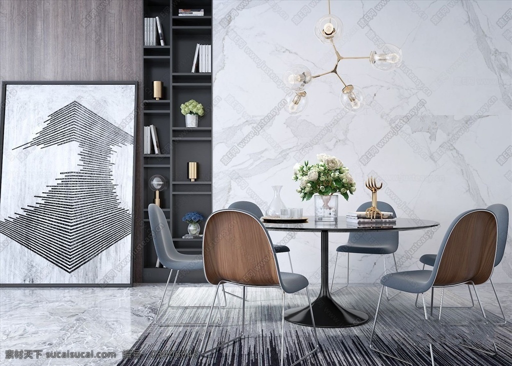 桌椅组合 现代 厨房 餐厅 桌椅 组合 背景墙 灯具 装饰画 椅子 桌子 摆设 装饰 3d效果图类 环境设计 效果图 max