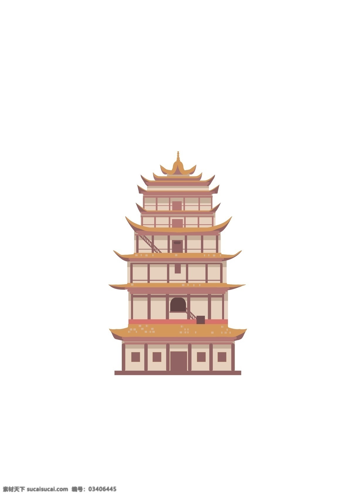莫高窟九层塔 莫高窟 九层塔 敦煌 壁画 矢量图 文化艺术 传统文化
