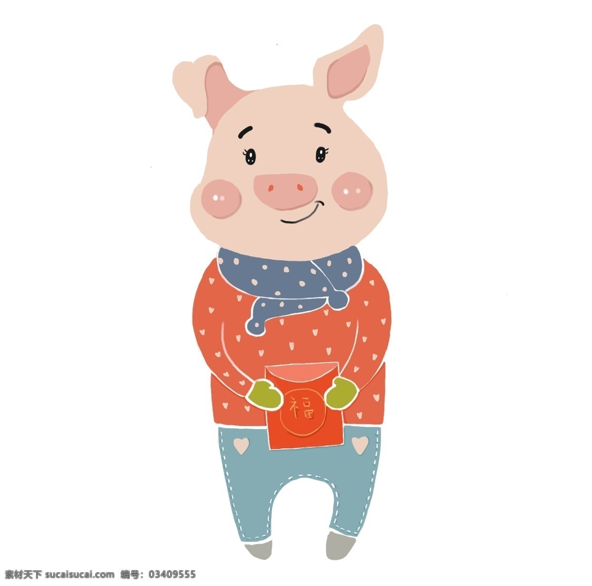 小 猪 发红 包 恭喜发财 红包 手绘图 喜庆 可爱猪 猪年 大红包 可爱小猪