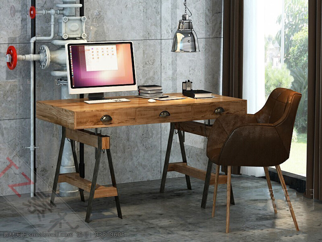 家用 电脑桌 模型 3d模型 效果图 电脑 桌子 椅子 模型素材 3d渲染