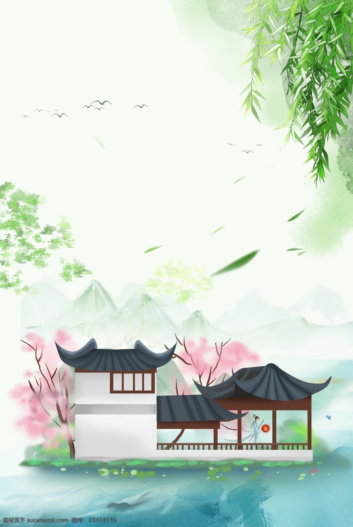 中国 风 春园 立春 海报 背景 立春节气 二十四节气 传统节气 迎春 开春 春天 院子 中国风