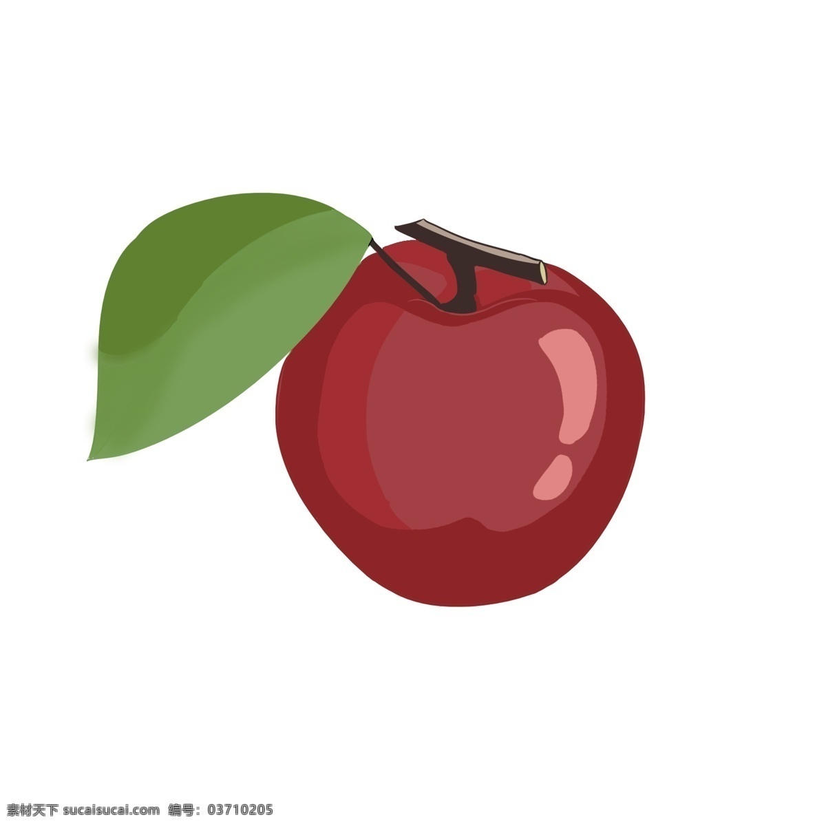水彩 手绘 水果 红色 苹果 风格 中国风画法 绿色 深红色 叶子 平安吉祥 水果之王