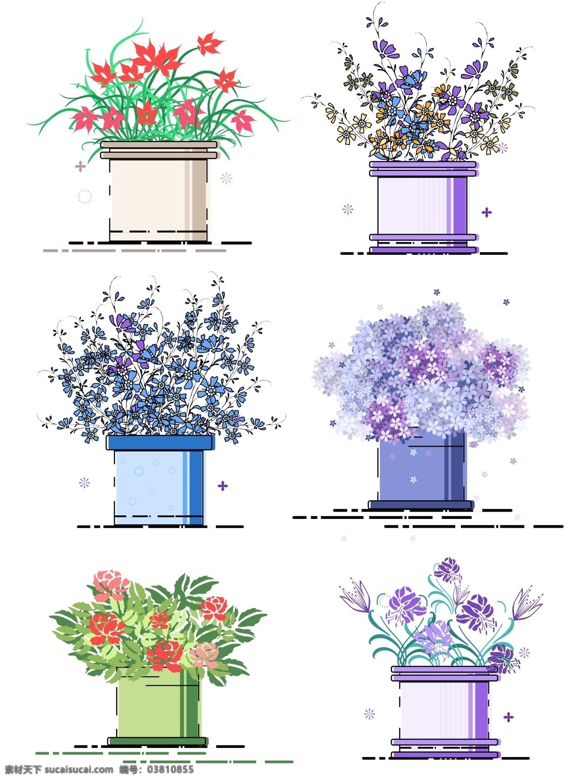 小清 新手 绘 风 绿色植物 元素 合集 花卉 手绘风 盆栽 配图 插画 小清新 插花