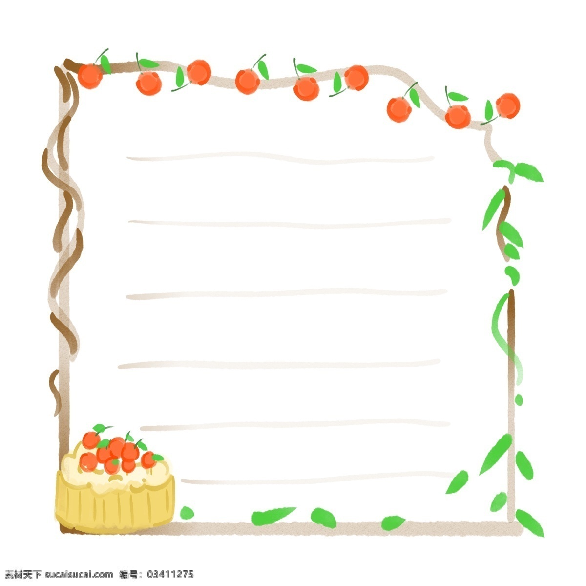 可爱 水果 蛋糕 边框 红色的水果 卡通边框 小物边框 物品边框 可爱边框 创意边框 樱桃的边框