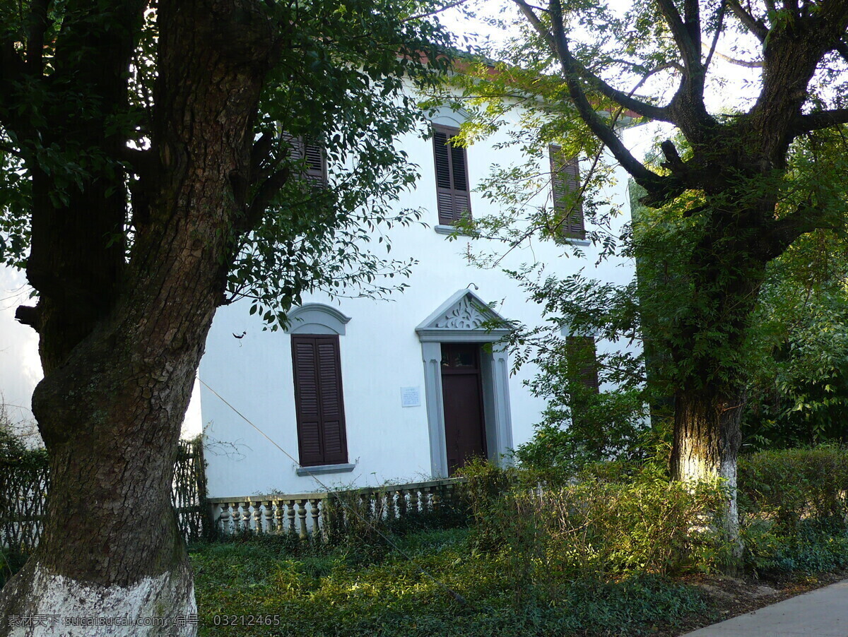 山林 小 房子 彩色图片 光照 横图 户外 建筑 树 小房子 植物 顺光