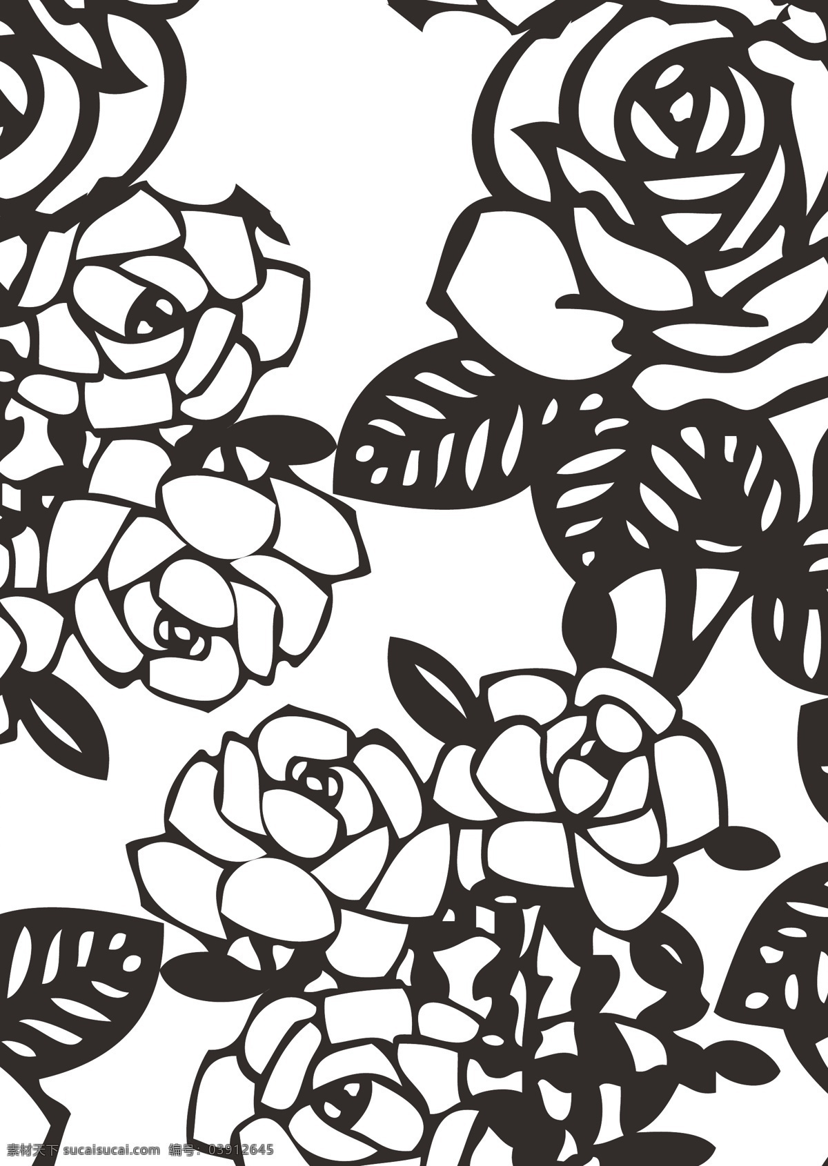 rose 黑白 玫瑰花 商用 原创 元素 底纹 花案 蕾丝 剪纸 花边 欧式 玫瑰