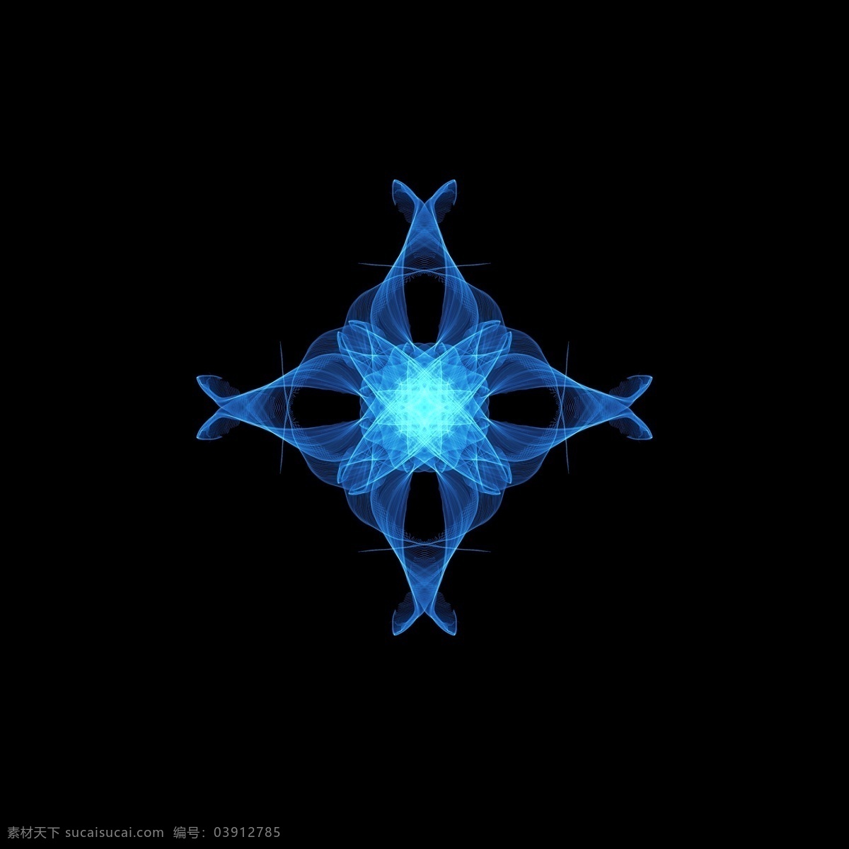 光效 多边形 对称 分 形 光影 发光 蓝色 图形 装饰 科技蓝光 光元素 分形对称