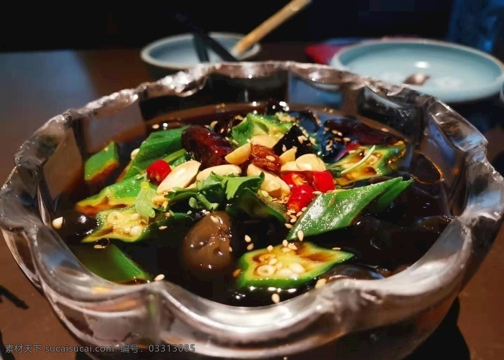 捞汁秋葵 捞汁 秋葵 凉菜 美食 食物 好吃的 美味 中餐 餐饮美食 传统美食