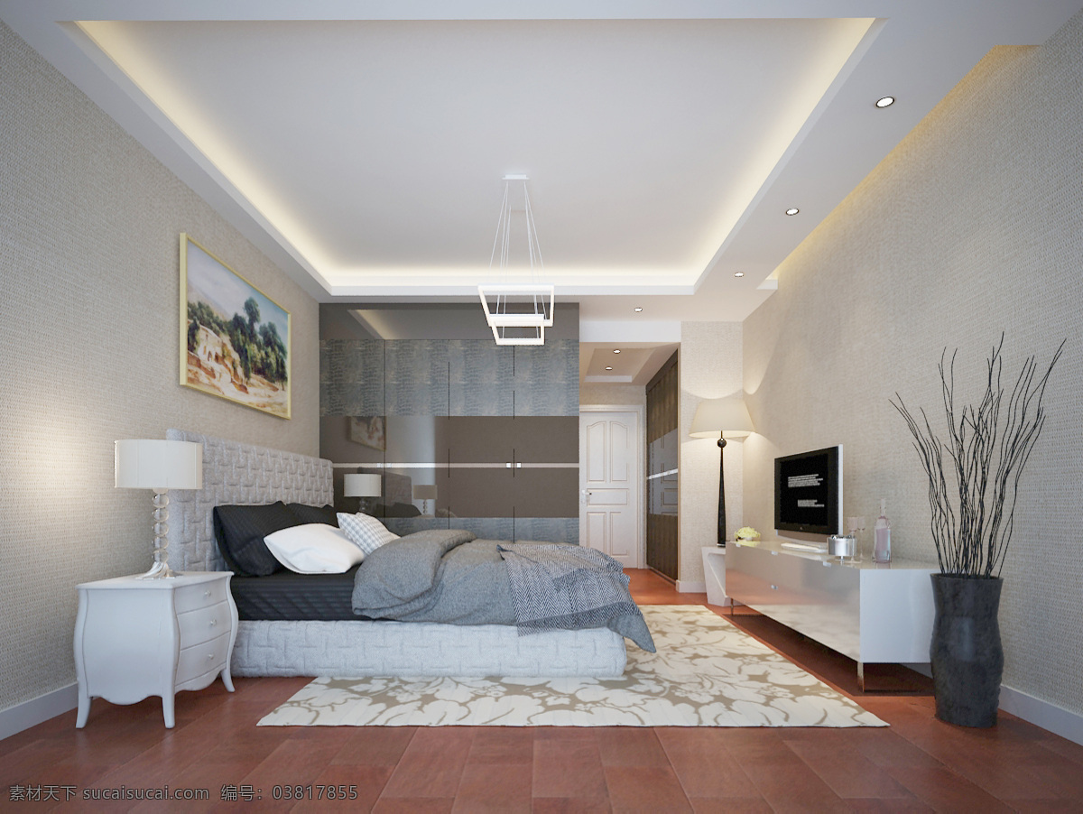 暖色调 现代 风格 卧室 空间 装修设计 效果图 现代简约卧室 简约 现代风格卧室