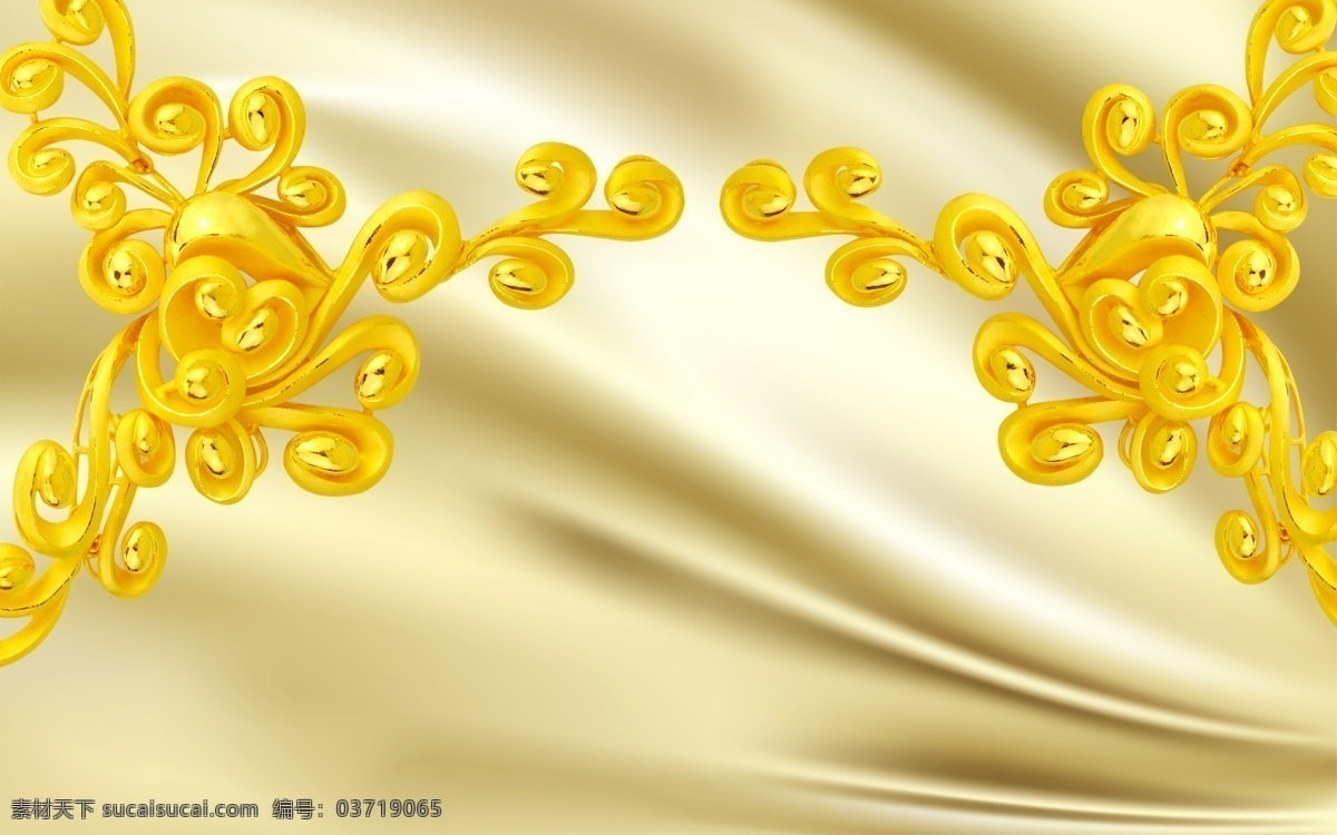 黄金 欧式 花朵 背景 墙 黄金花朵 珠宝花朵 欧式花朵 丝绸 背景墙 素材背景 分层
