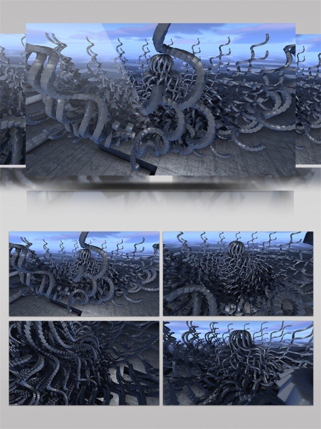 张牙舞爪 钢铁 怪物 视频 钢铁制品 3d 科技感 灰色 视频素材 动态视频素材