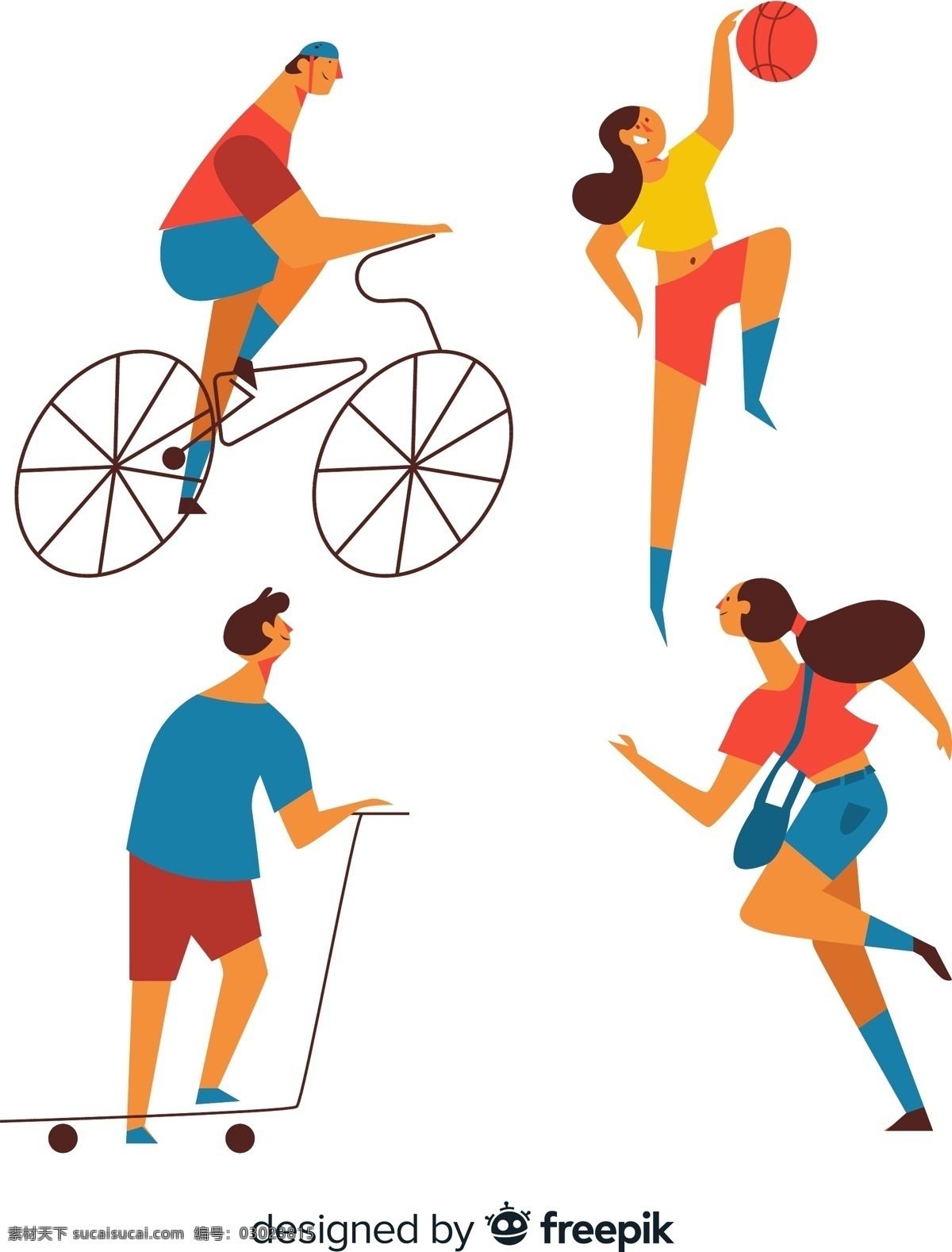 时尚 户外运动 人物图片 户外 单车 篮球 跑步 滑板 矢量 高清图片
