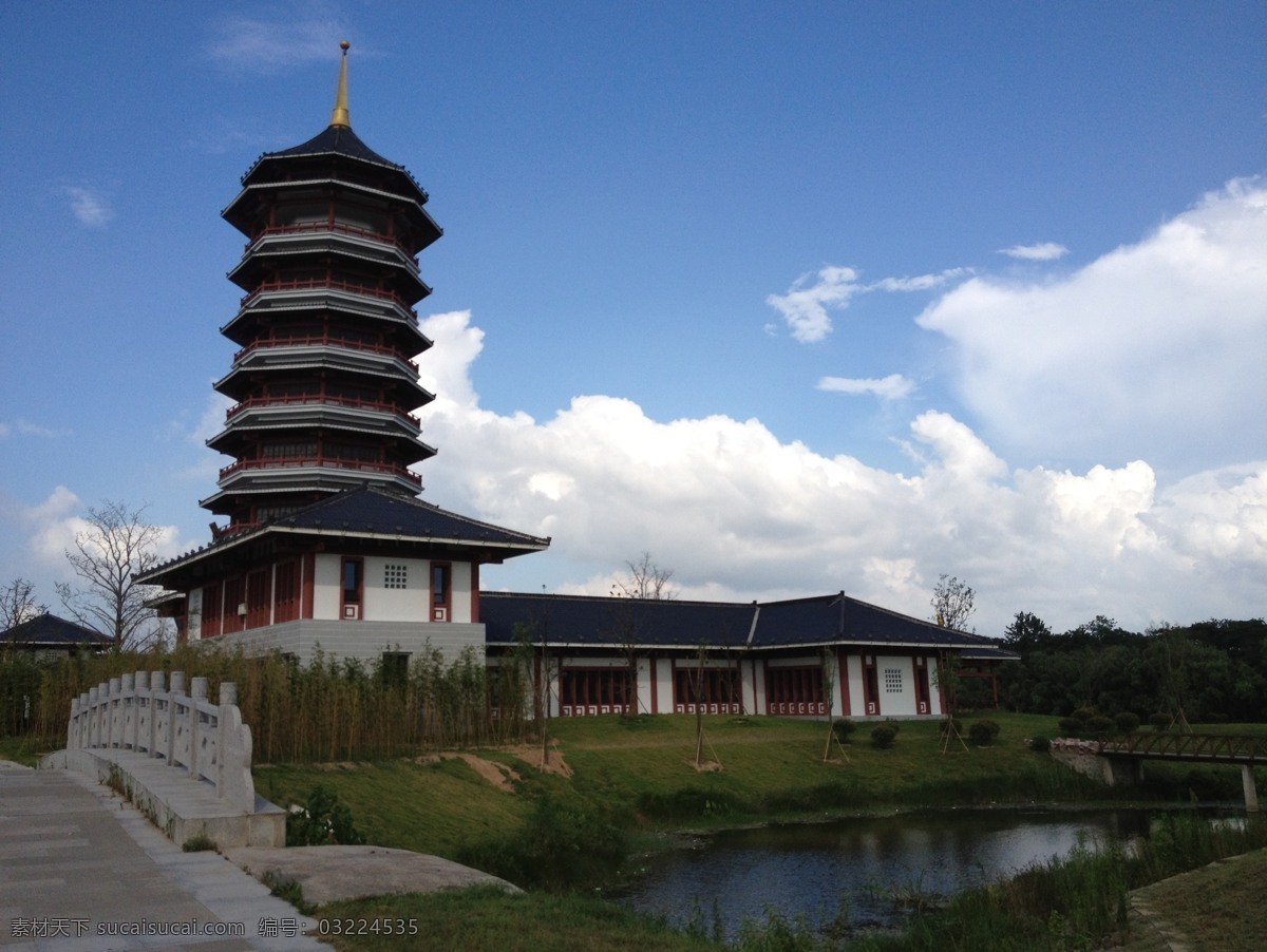 爱心塔 淮安市风景 蓝天 白云 小桥流水 园林建筑 建筑园林