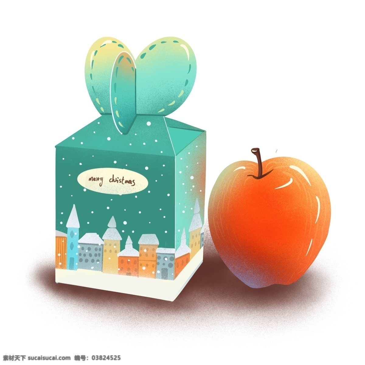 圣诞 平安 果 商用 插画 平安果 礼物 红苹果 小清新