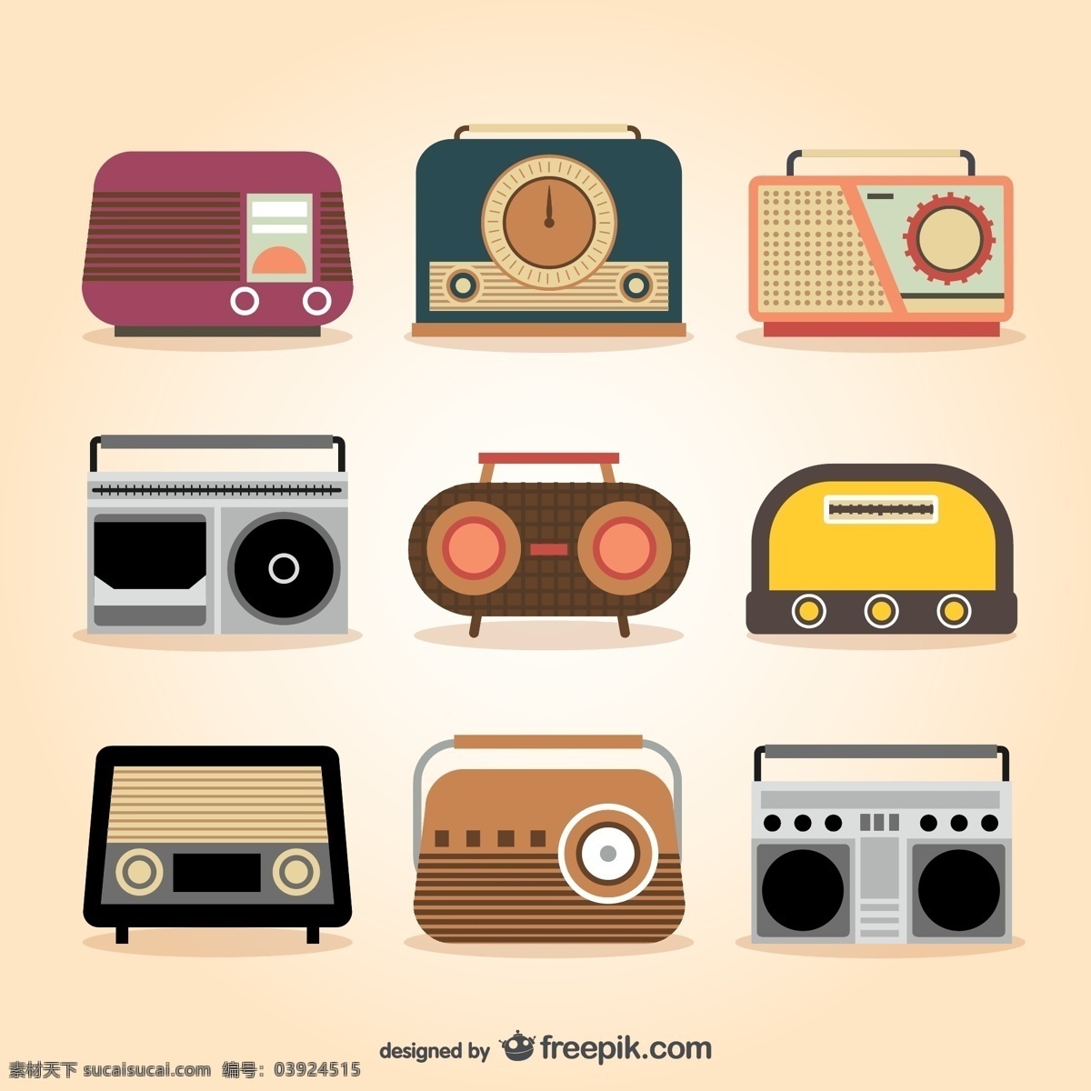 复古 收音机 电波 台式收音机 老式收音机 矢量图 格式 矢量 高清图片