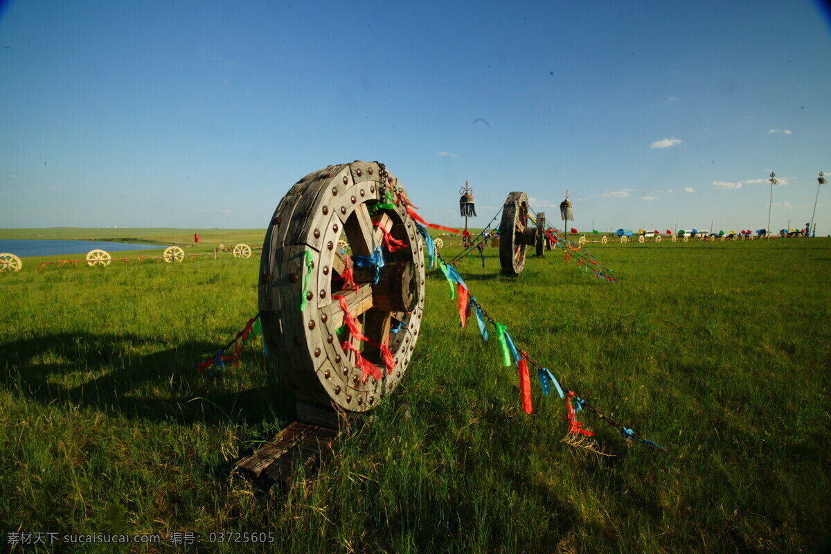 蒙古文化 呼伦贝尔 大草原 勒勒车 风景 山水风景 自然景观