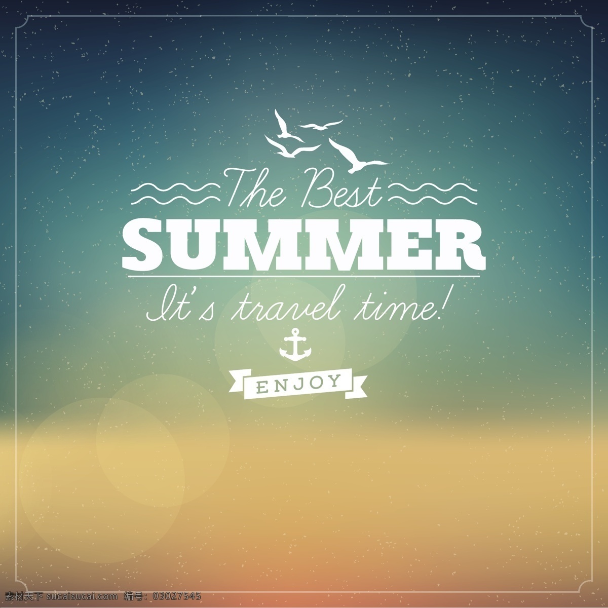 夏日 海滩 海报 矢量 summer 边框 度假 海边 海鸥 假期 矢量图 夏季 夏天 其他海报设计