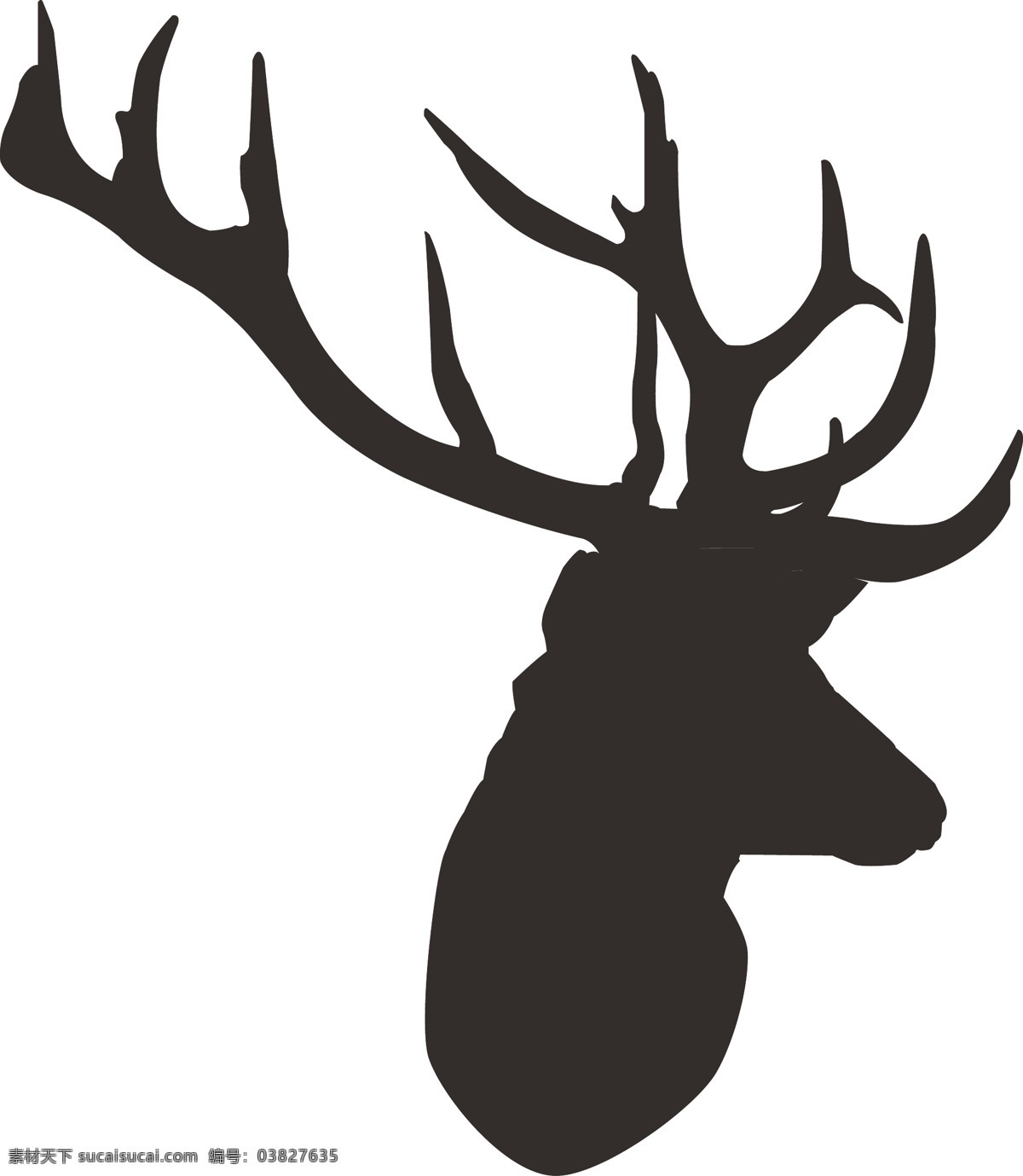 鹿头剪影 动物 鹿 圣诞 自然 角