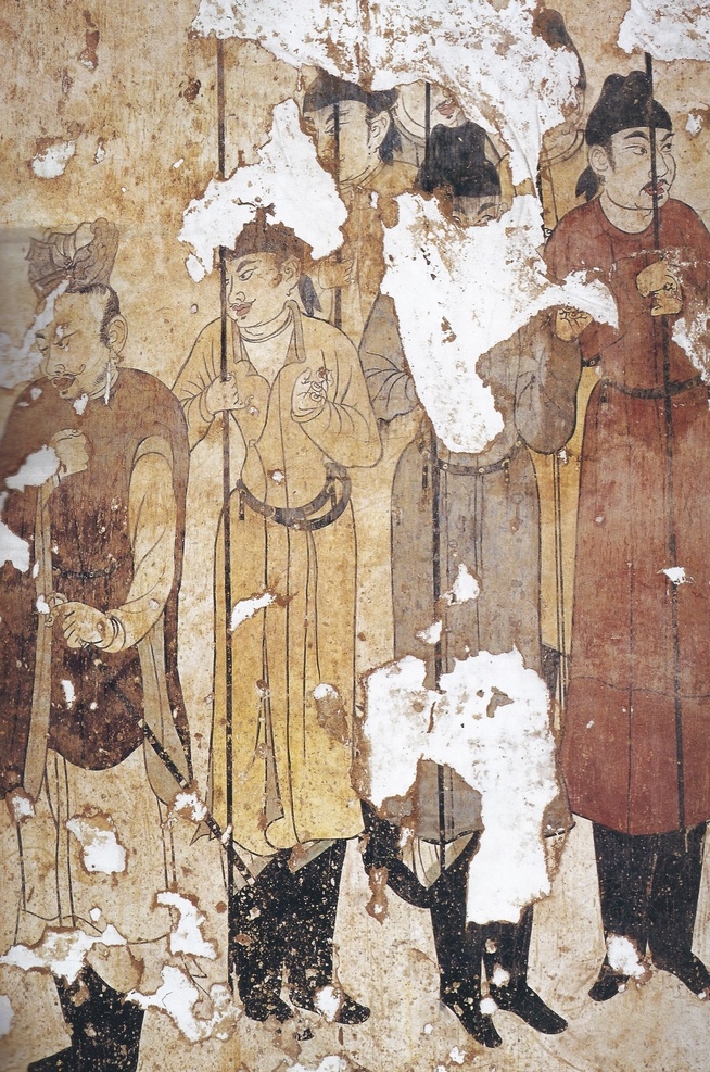 唐代壁画 朝拜图 高士图 唐墓壁画 壁画 唐朝 历史遗址 墓室壁画 唐代绘画 大唐风范 唐朝壁画 开元年间 唐代韩休墓 大唐风华 陕西博物馆 国家博物馆 文化艺术 传统文化
