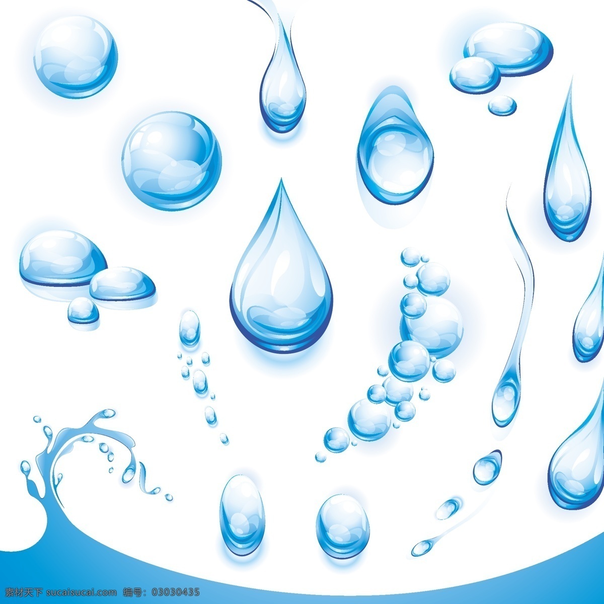 漂亮 水 元素 蓝色水珠 水滴 水滴效果 水纹 矢量 高清图片
