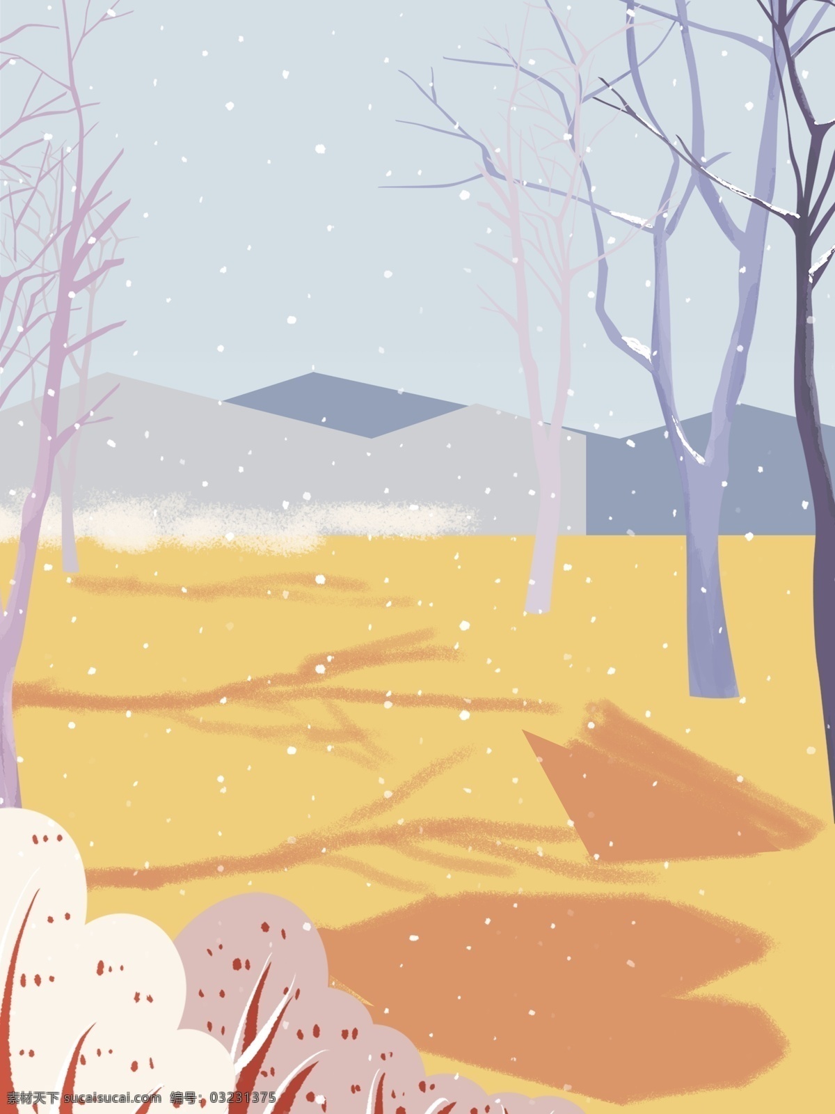 彩绘 时尚 冬季 雪地 树林 背景 雪花 冬天 唯美 雪景 下雪 背景设计 彩绘背景 大寒背景