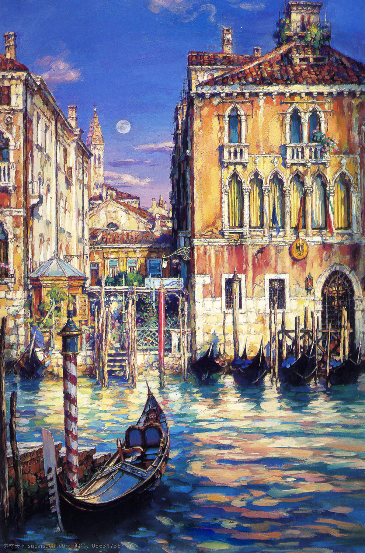 油画威尼斯2 油画 威尼斯 水城威尼斯 威尼斯小船 生活 场景 欧洲水城 小船 月亮 月光 楼房 窗户 人物 绘画书法 文化艺术