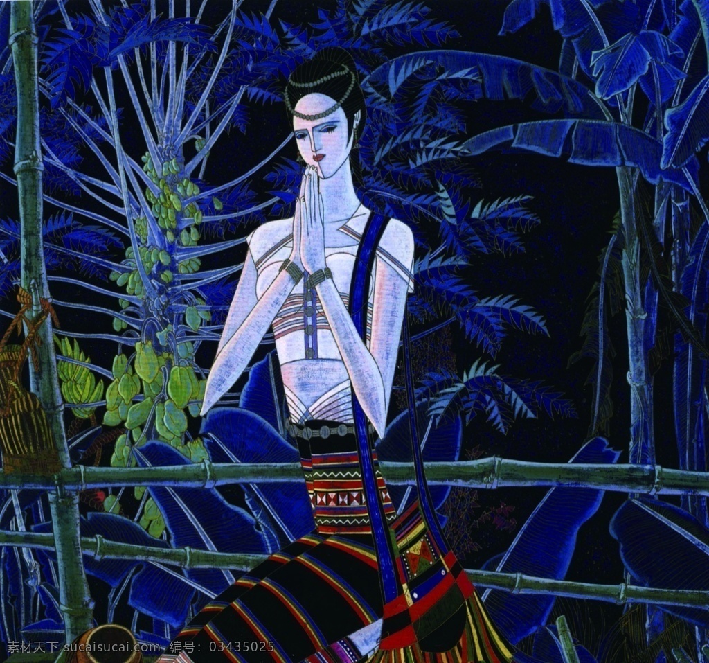 民族风情 美术 绘画 中国画 工笔画 人物画 女人 女子 苗族姑娘 动作 表情 黑色九月 文化艺术 绘画书法