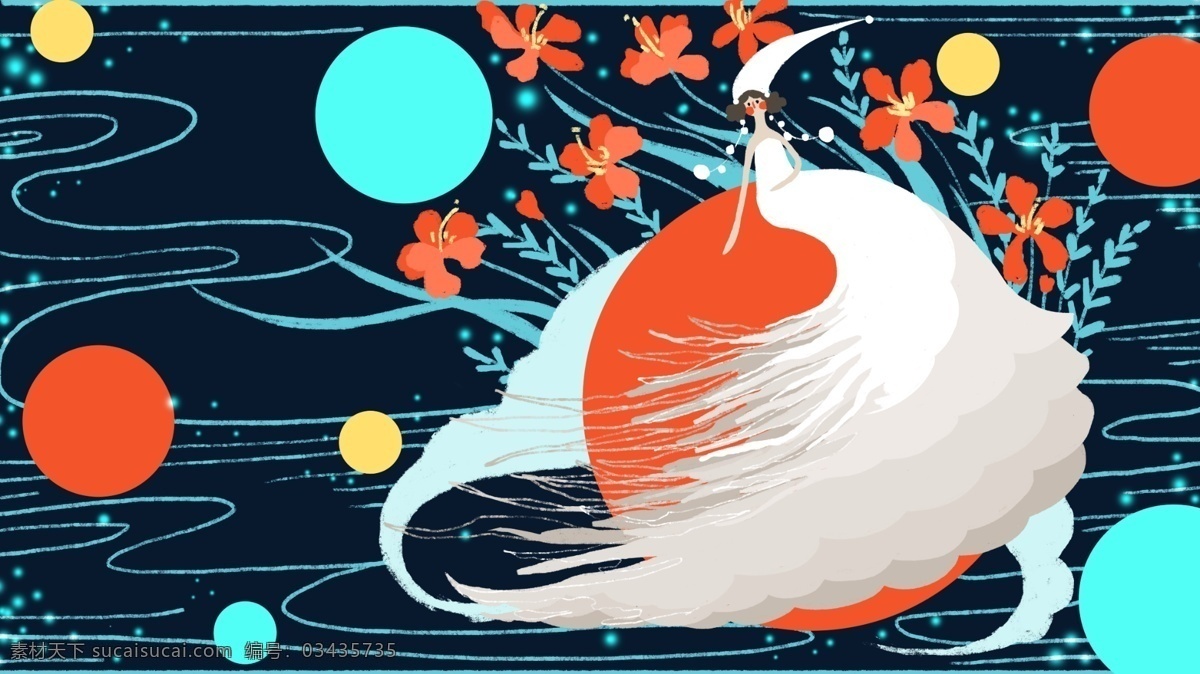 小 清新 可爱 唯美 花朵 女孩 星球 小清新 壁纸 治愈 夜晚 晚安 背景 配图