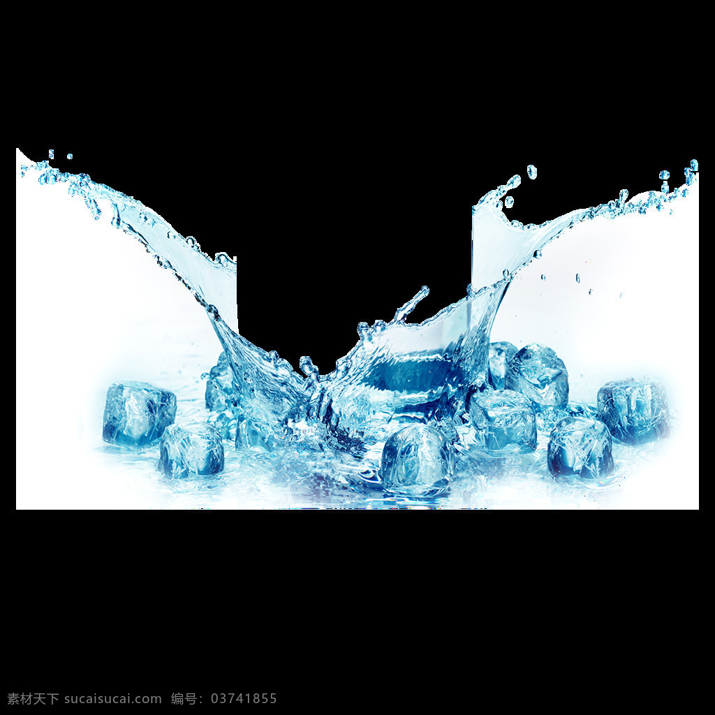 蓝色冰块元素 冰爽 凉爽 蓝色冰块 水珠 水滴