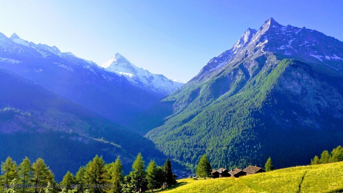 阿尔卑斯山 高山 群山 山脉 山顶 山峰 山体 雪山 山脉全景 山脉风景 自然景观 自然风景