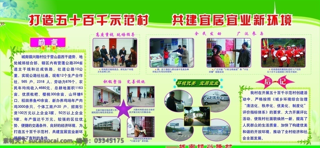 环境治理展板 环境综合整治 环境综合治理 环保 卫生 爱卫 清洁 五 十 百千 示范工程 展板 展板模板 矢量