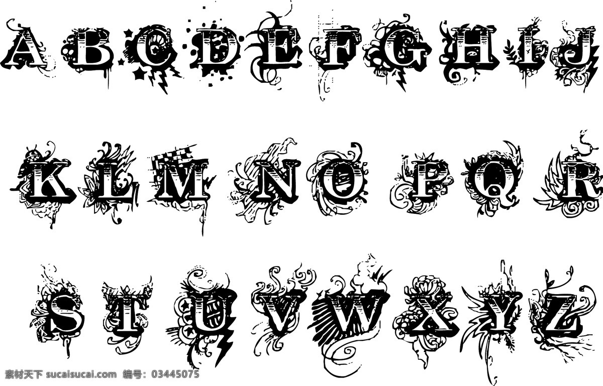 字母花纹 字母 英文 花纹 花体字 艺术字 艺术素材 美术绘画 文化艺术 矢量