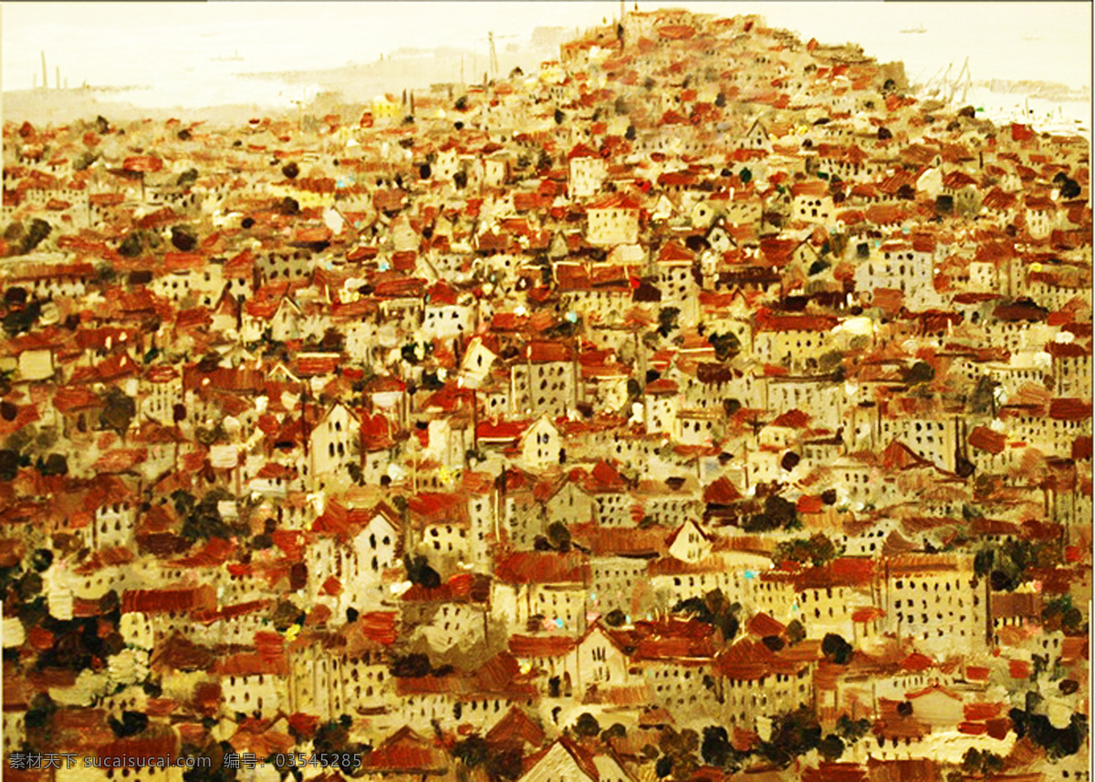 风景 绘画书法 文化艺术 现代风景画 油画 吴冠中 设计素材 模板下载 名家油画 名家作品 创新油画 展板 企业文化展板