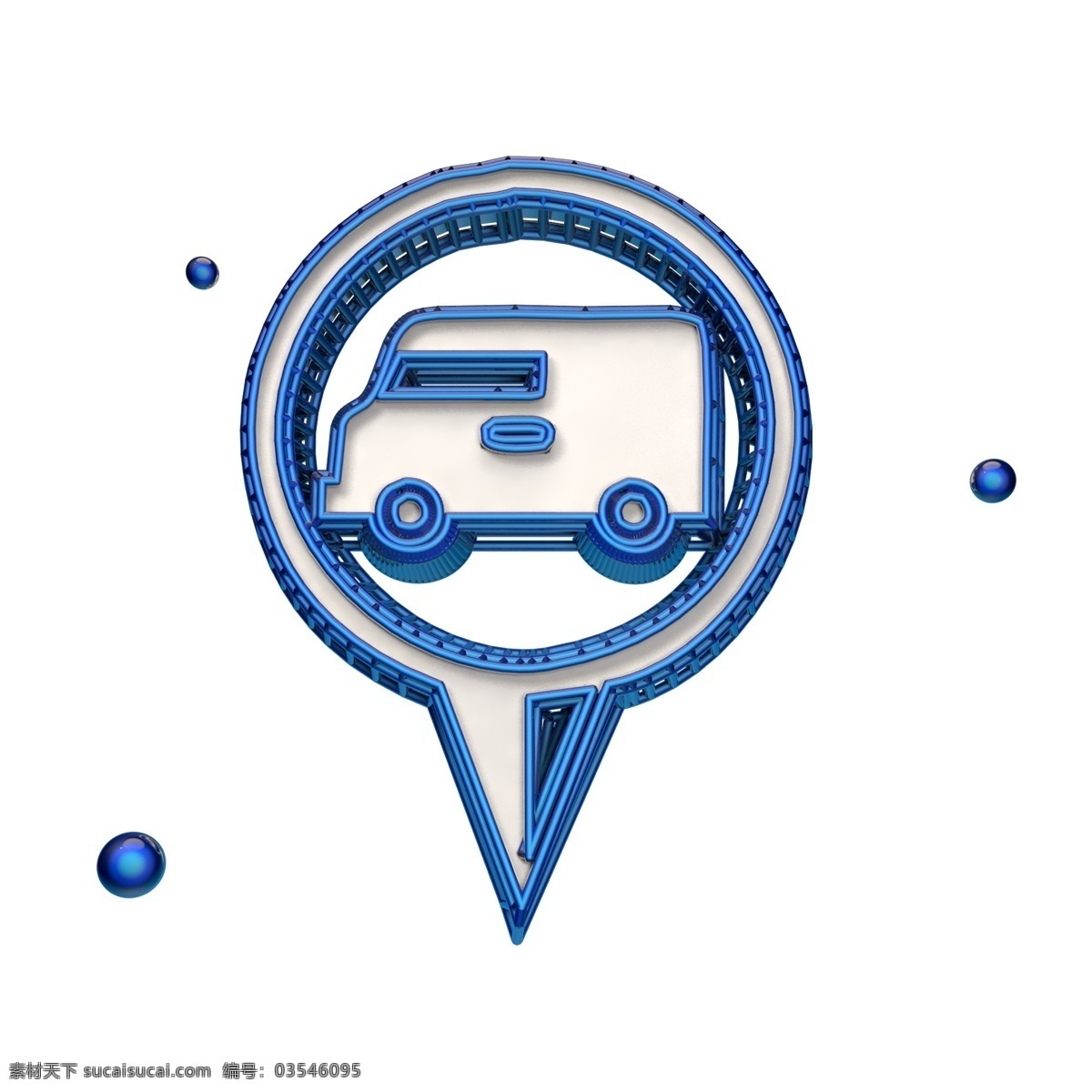 立体 车辆 定位 图标 蓝色