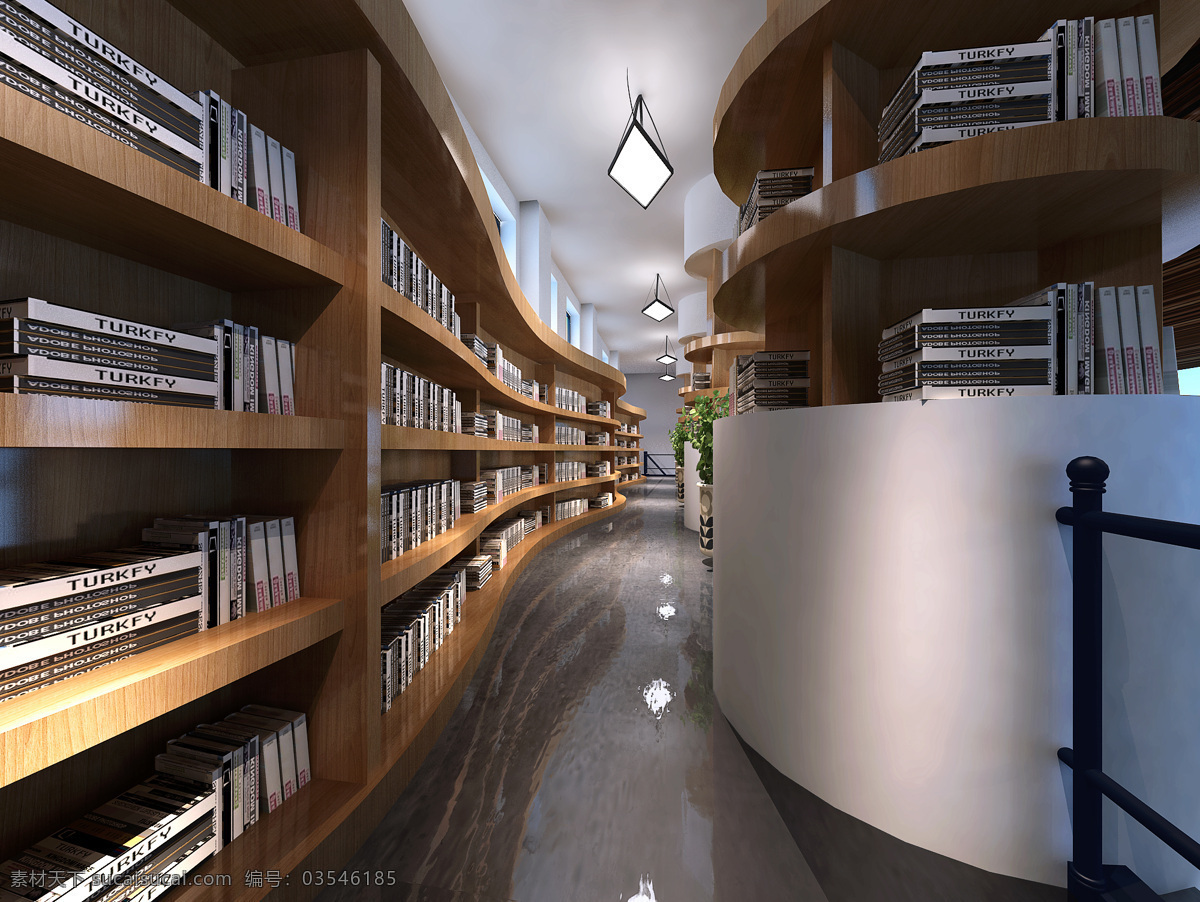 大学 图书馆 现代 阅览室 茶吧 环境设计 效果图