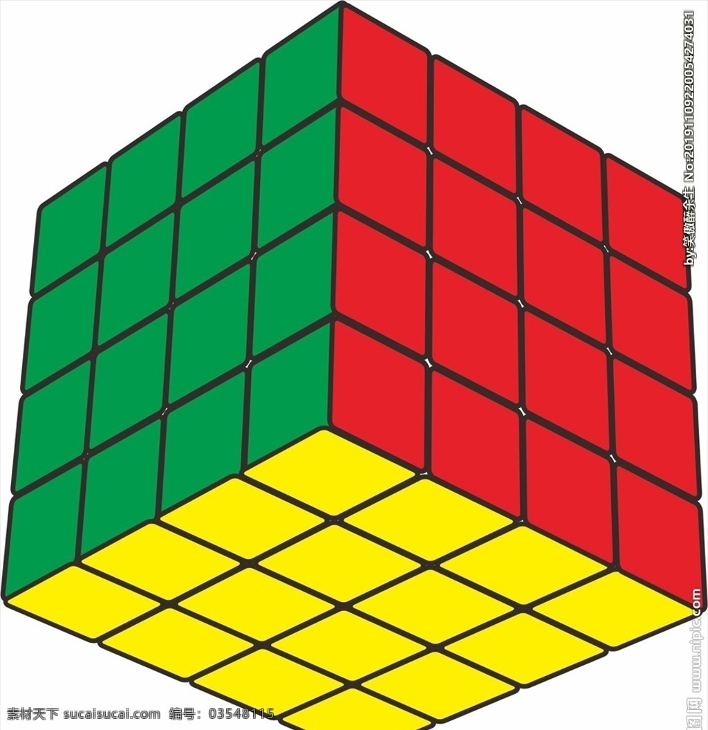 立体三阶魔方 立体 魔方 三阶 插画 红色 绿色 黄色 logo 标志 生活百科 生活用品