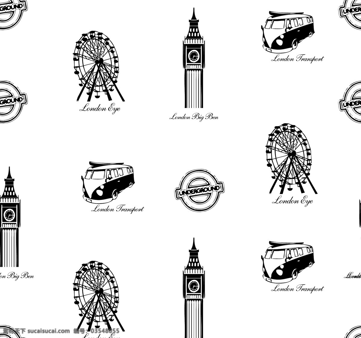 伦敦 眼 标 建筑园林 摩天轮 图案 图形 循环 钟楼 伦敦之眼 复古巴士 伦敦钟塔 图案一刻 自然景观 装饰素材 园林景观设计