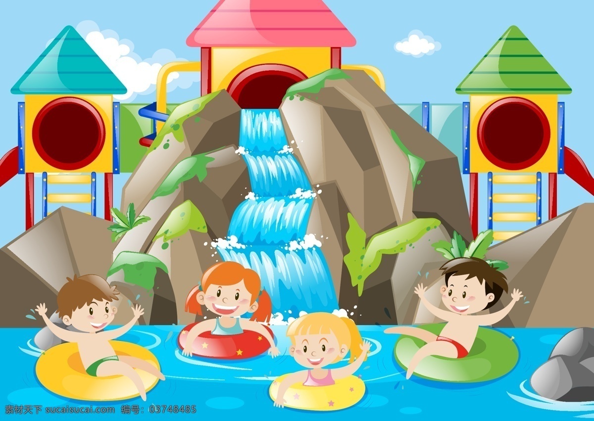 水上公园 玩耍 孩子 背景 水 儿童 墙纸 色彩 男孩 丰富多彩 公园 有趣 背景色 有色