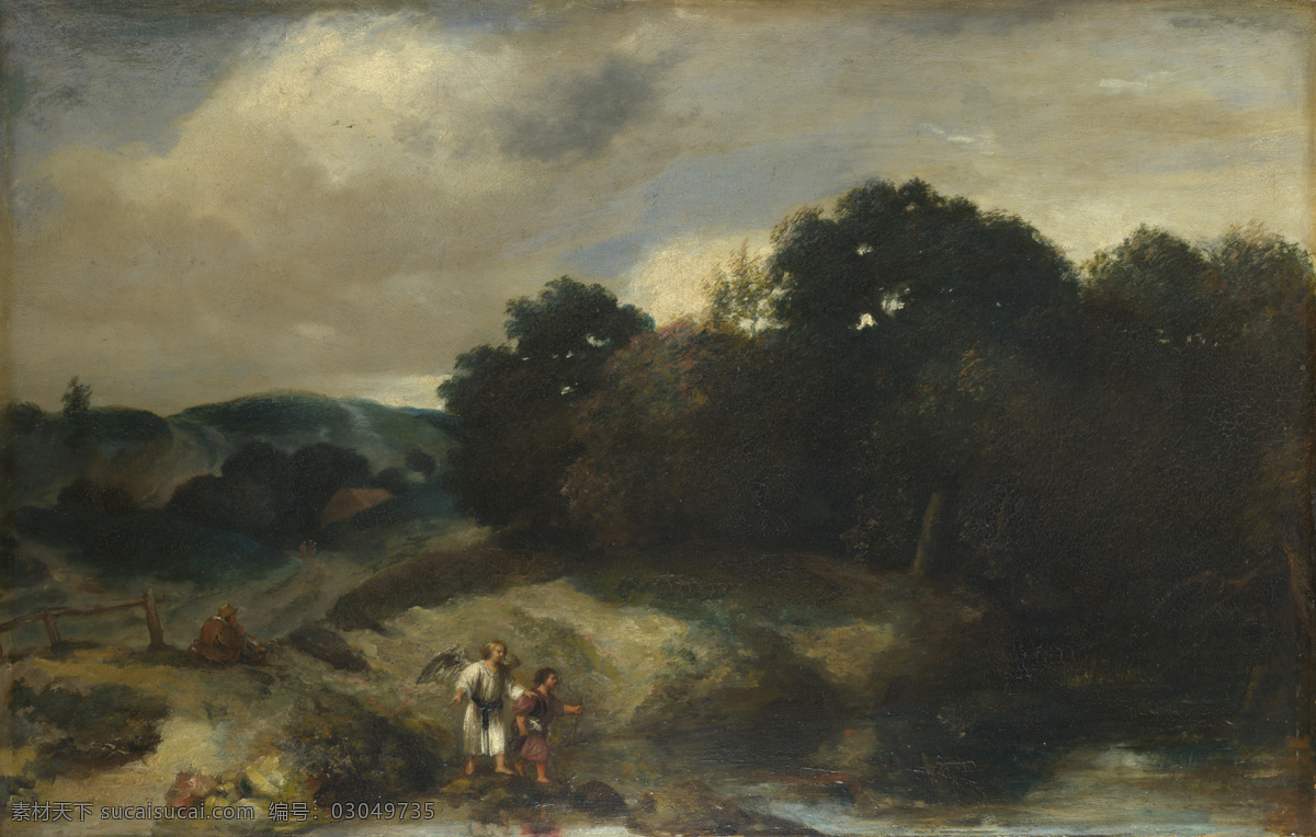 angel 大师 画家 古典 画 建筑 景物 装饰画 油画 the tobias with landscape a lievens jan 人物 高清 西方 国外 现代 家居装饰素材