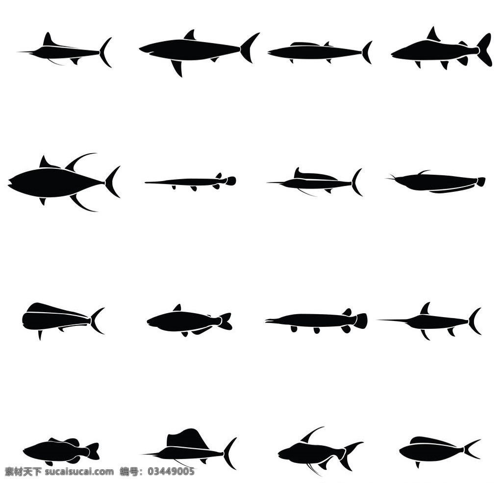 海鱼 矢量 剪影 剑鱼 旗鱼 梭形鱼 鲨鱼 海洋 海洋生物 鱼类 鱼 海底 海洋精灵 枪鱼 蓝枪鱼 热带鱼 生物世界