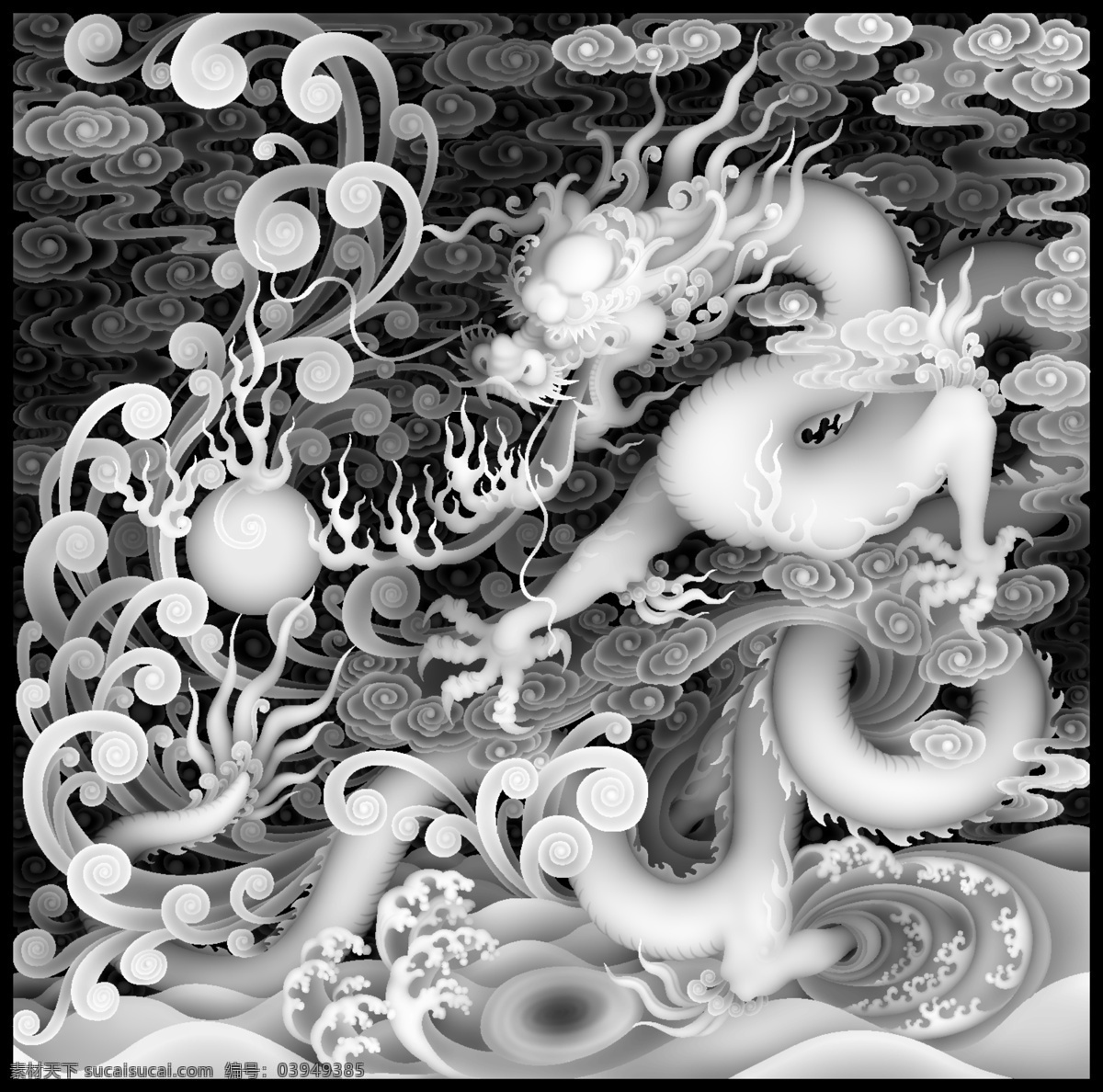 灰度图龙 雕刻灰度 传统文化 文化艺术 bmp