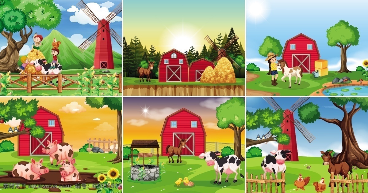 卡通农场 农田 农业 养殖业 农业背景 农场小屋 田地 农业素材 畜牧业 卡通设计