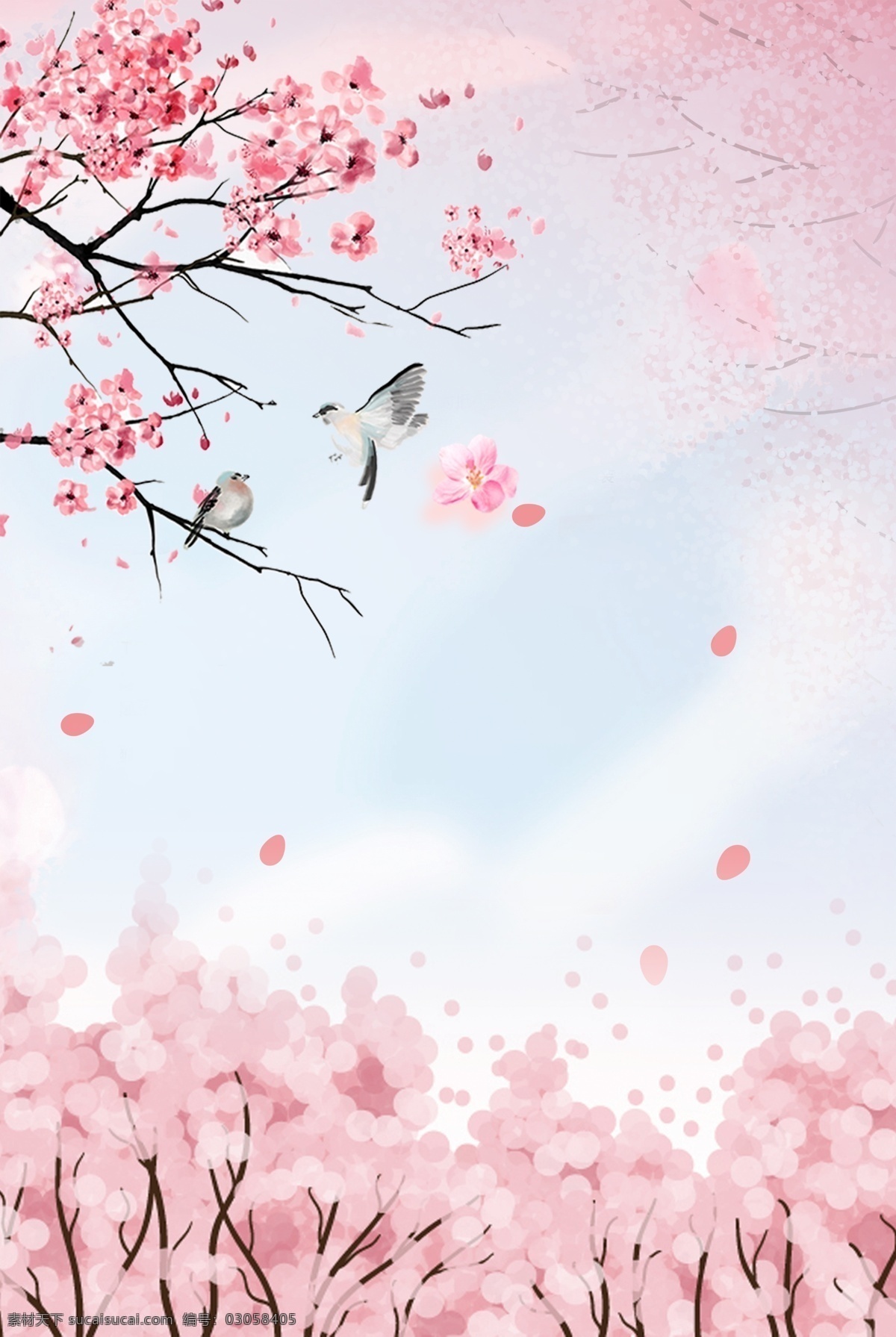 浪漫 樱花 季 合成 背景 樱花季 樱花节 唯美 粉色 花瓣 花朵 创意 简约